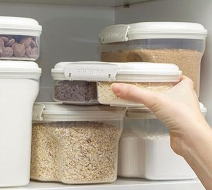 Two-part split jar, 630 ml, SISTEMA BAKE IT SPLIT, Clear / White