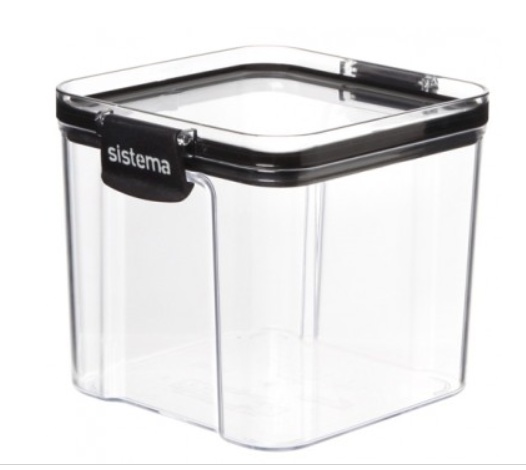 Canister, 700 ml, TRITAN ULTRA SQUARE, Clear / Black
