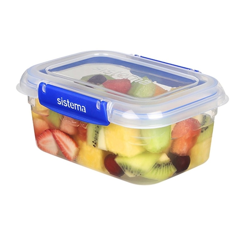 Food box, 1L, KLIP IT PLUS RECTANGLE, 18 x 13 x H 8 cm, Transparent / Blue