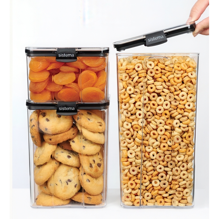 Canister, 1,4L, TRITAN ULTRA LARGE SQUARE, Clear / Black