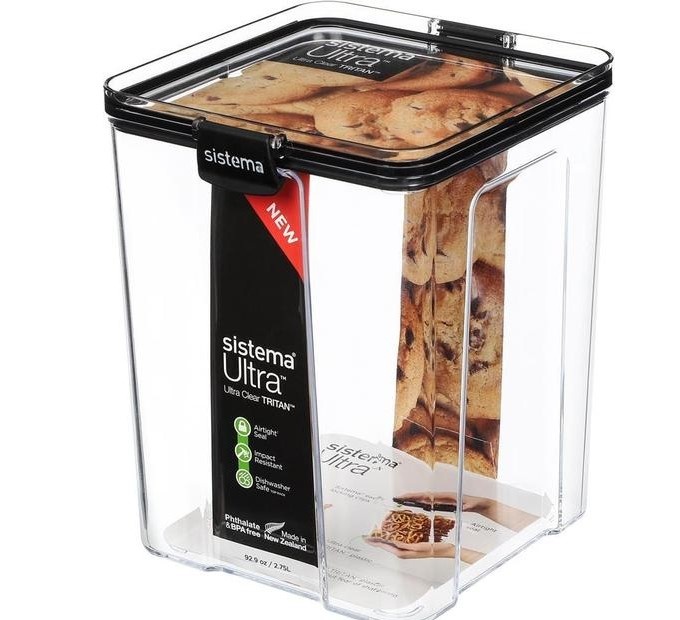 Canister, 2,75L, TRITAN ULTRA LARGE SQUARE, Clear / Black