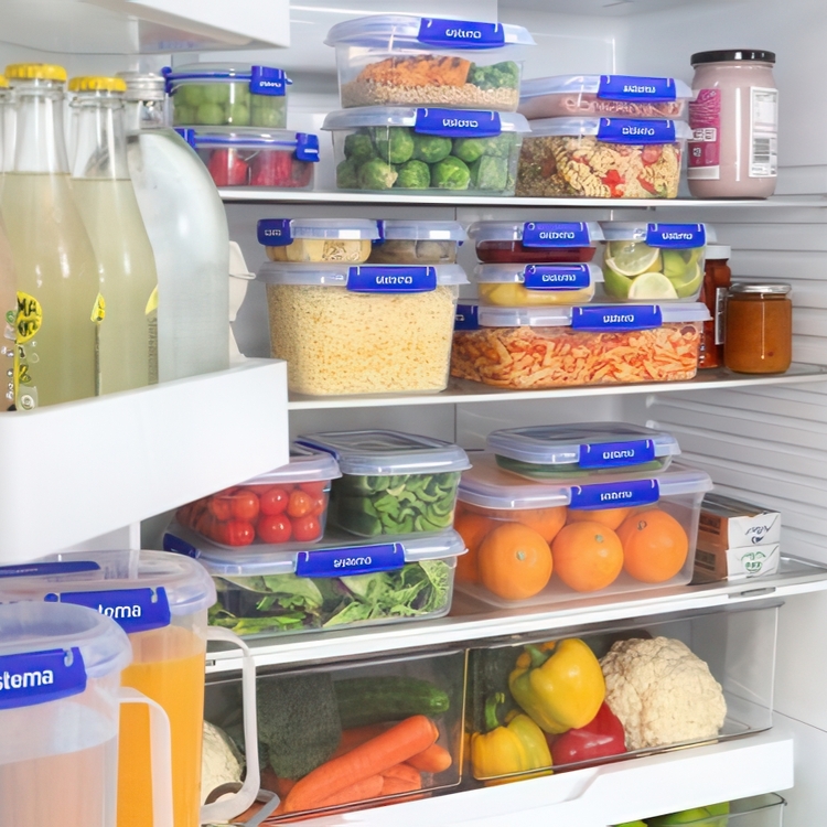 Food box, 450 ml, KLIP IT PLUS RECTANGLE, 18 x 13 x H 4 cm, Transparent / Blue