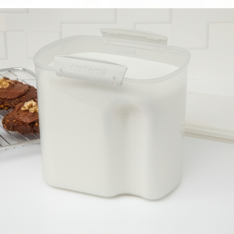 Jar, for flour, grain, etc., 2,4 L BAKE IT, Transparent / White
