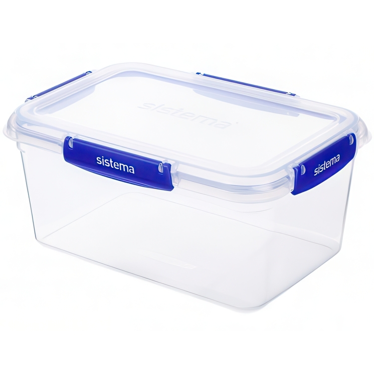 Food box, Large,3,35L, KLIP IT PLUS RECTANGLE, 25,5 x 17,5 x H 12 cm, Clear / Blue