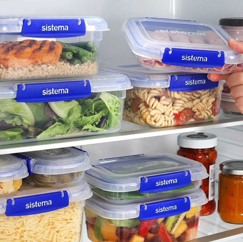 Food box, Large,3,35L, KLIP IT PLUS RECTANGLE, 25,5 x 17,5 x H 12 cm, Clear / Blue
