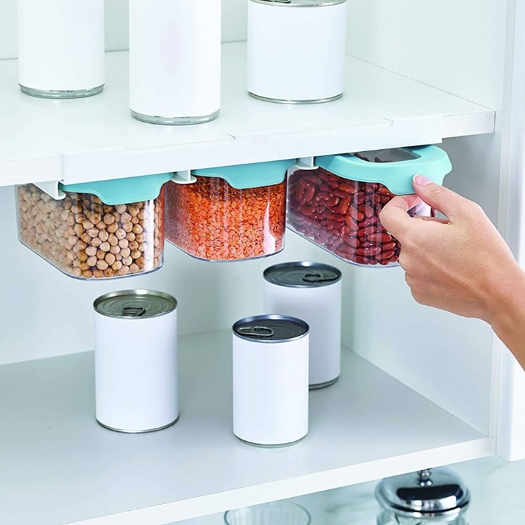 Container Set Under Shelf, 3-piece, CUPBOARD-STORE, Small, Joseph Joseph, Clear / Blue