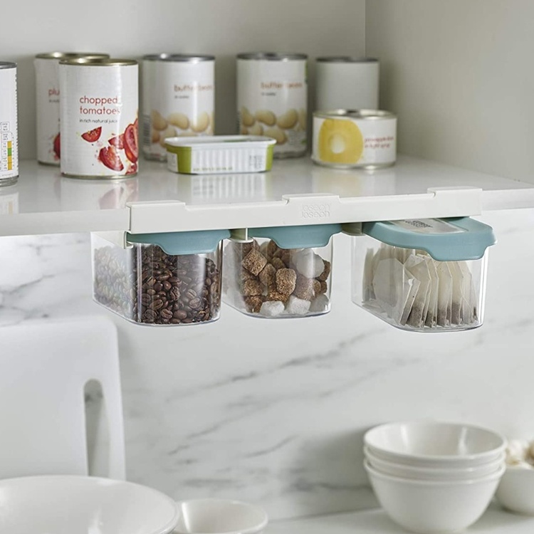Container Set Under Shelf, 3-piece, CUPBOARD-STORE, Small, Joseph Joseph, Clear / Blue