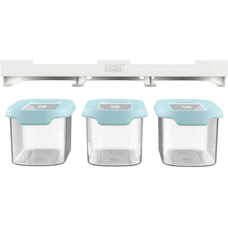 Container Set Under Shelf, 3-piece, CUPBOARD-STORE, Small, Joseph Joseph, Clear / Blue