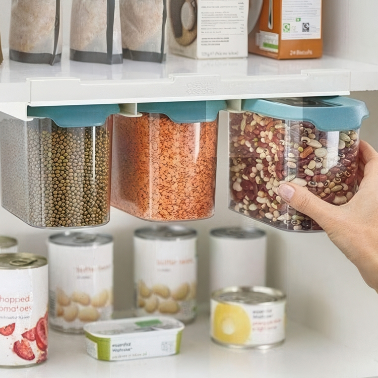 Container Set Under Shelf, 3-piece, CUPBOARD-STORE, Large, Joseph Joseph, Clear / Blue