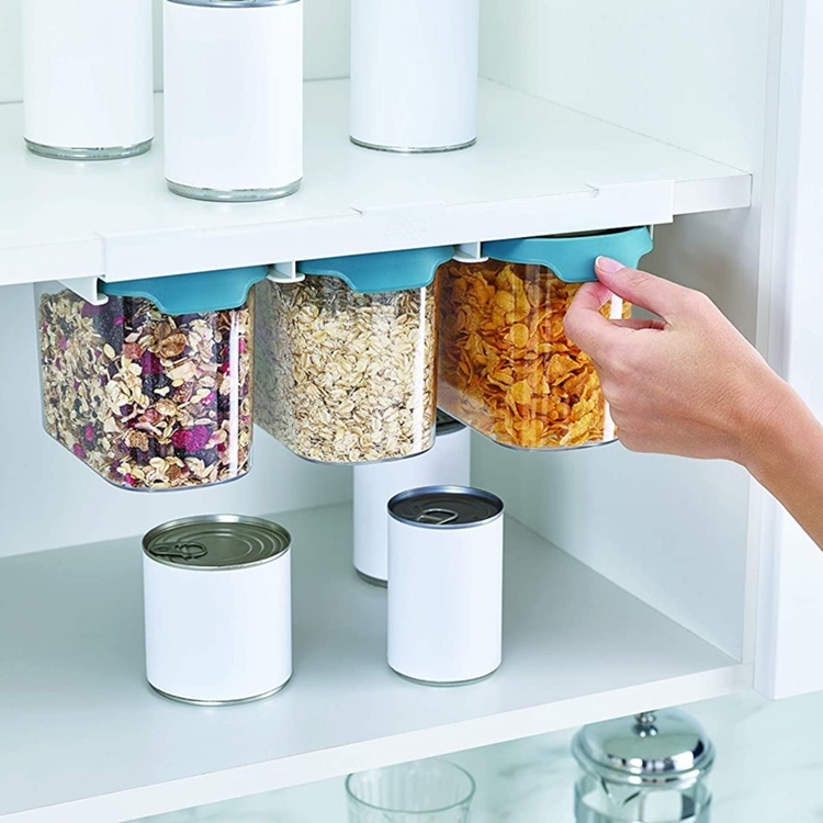 Container Set Under Shelf, 3-piece, CUPBOARD-STORE, Large, Joseph Joseph, Clear / Blue