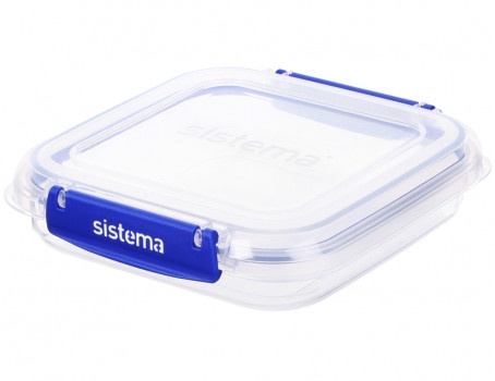 Food boxes, Square, 520 ml, Set of 3, KLIP IT PLUS SANDWICH SPECIAL, Transparent / Blue