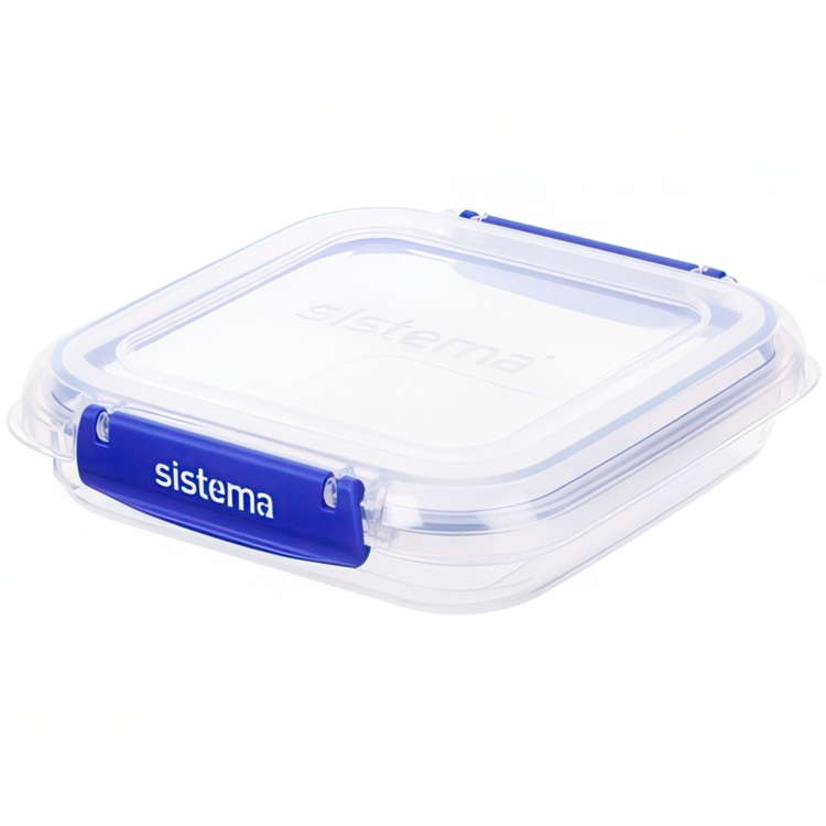 Food boxes, Square, 520 ml, Set of 3, KLIP IT PLUS SANDWICH SPECIAL, Transparent / Blue