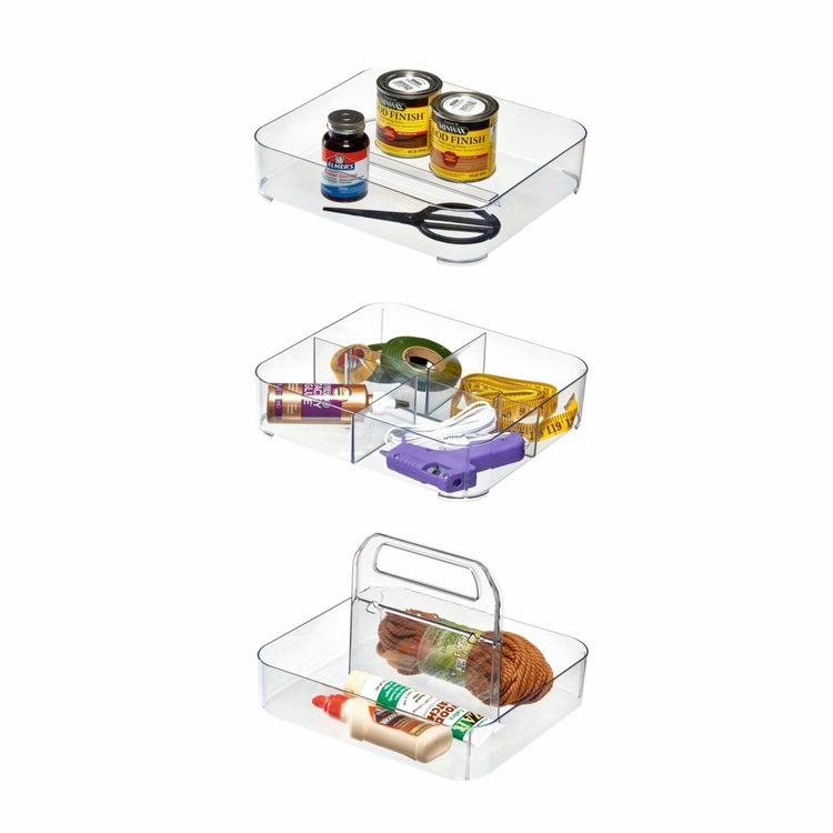 Portable organizer, STACKING TOOL BOX, 28,6 x 25,4 x H 18,1 cm, Transparent
