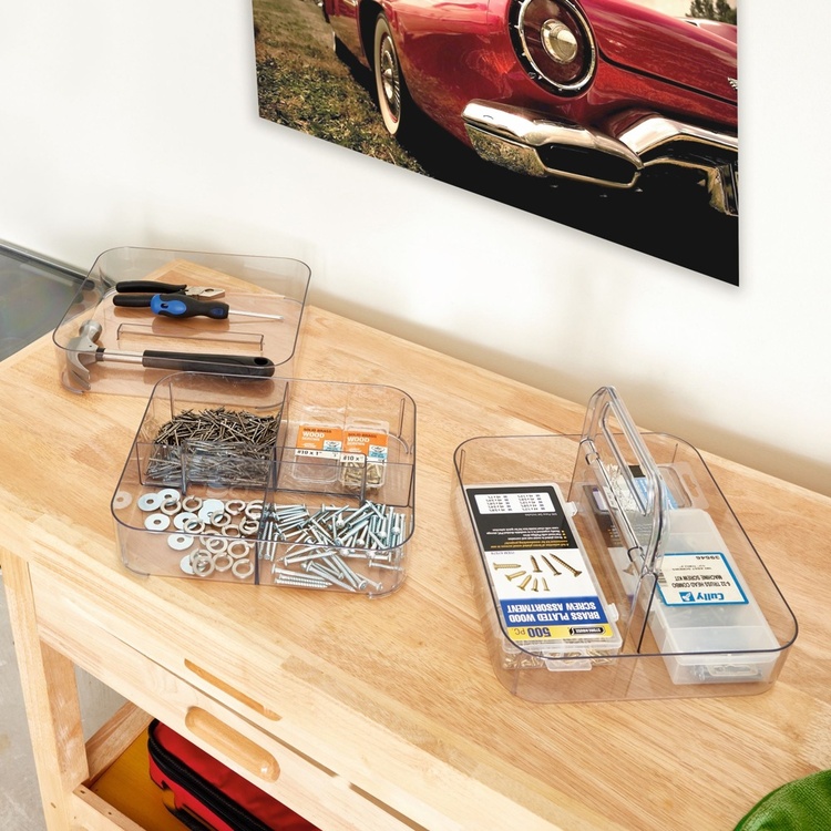 Portable organizer, STACKING TOOL BOX, 28,6 x 25,4 x H 18,1 cm, Transparent