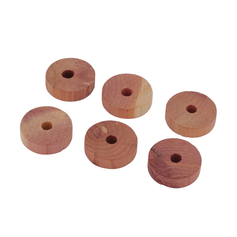 Ceder wood rings, Set of 6, PASTILLES EN CEDRE, Ø 3,5 cm, Natur