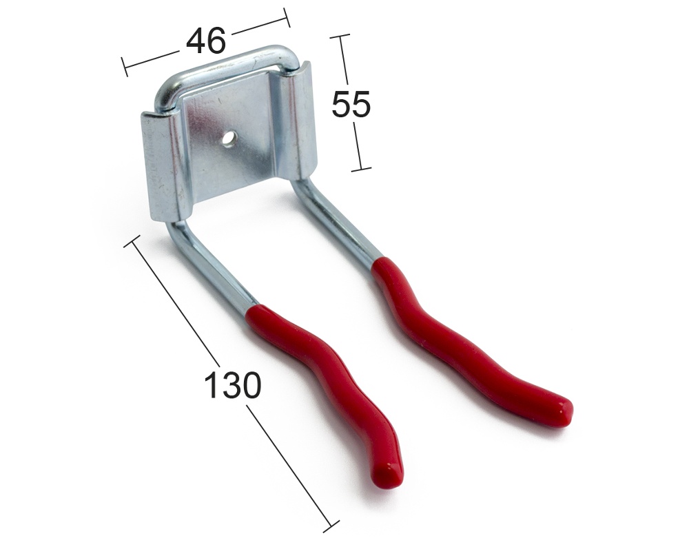 Vacuum hose holder / Utility hook , HABO, 13 cm, Silver / Red