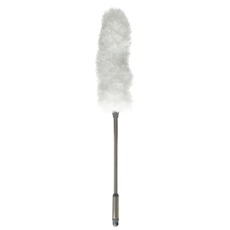 Micro-fiber duster, PLUMEU, 76 cm, White / Silver