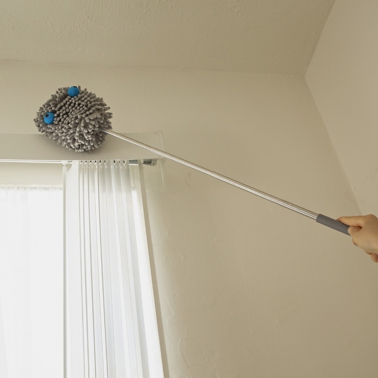 Micro-fiber duster, TELESCOPIC MONSTER DUSTER, 36 ~ 98 cm, Kikkerland, Light Grey / Silver