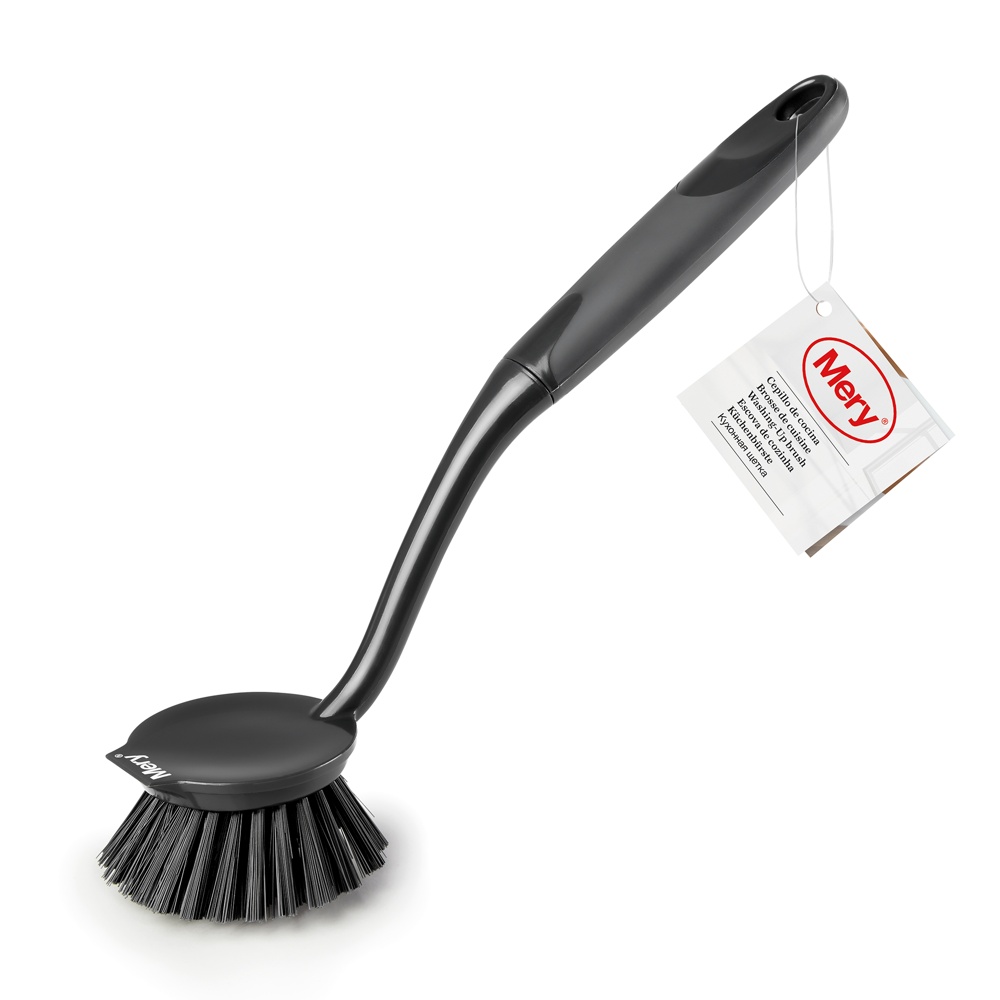 Washing up Brush with scraper, MERY, Dark Grey