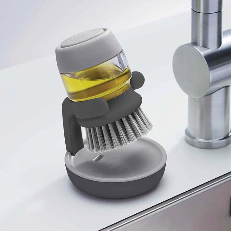 Washing Up brush with dispenser, PALM SCRUB, Joseph Joseph, Grey