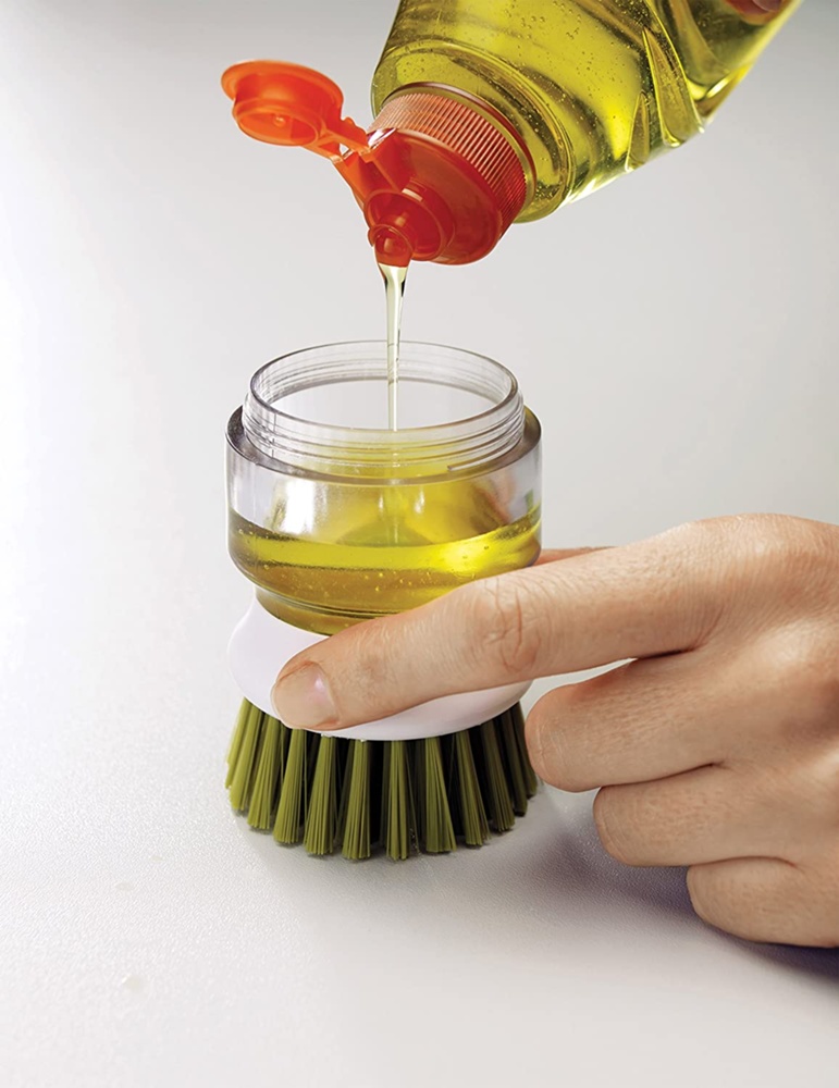 Washing Up brush with dispenser, PALM SCRUB, Joseph Joseph, Grey