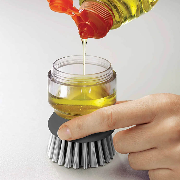 Washing Up brush with dispenser, PALM SCRUB, Joseph Joseph, Grey