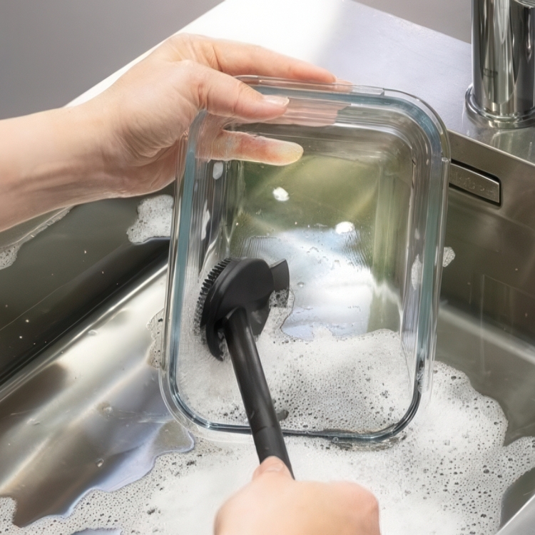 Washing up Brush with scraper, OUTDOOR, Black