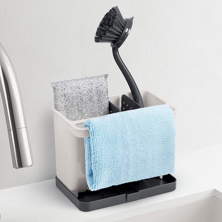 Sink tidy, PARA EL FREGADERO, 17 x 11,5 x H 13,5 cm, White / Grey