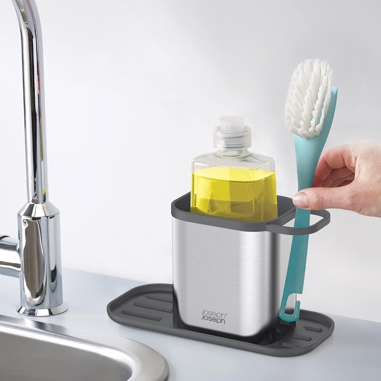 Sink tidy, DUO STAINLESS STEEL SINK CADDY, 23 x 11,3 x H 13 cm, Joseph Joseph, Silver / Grey