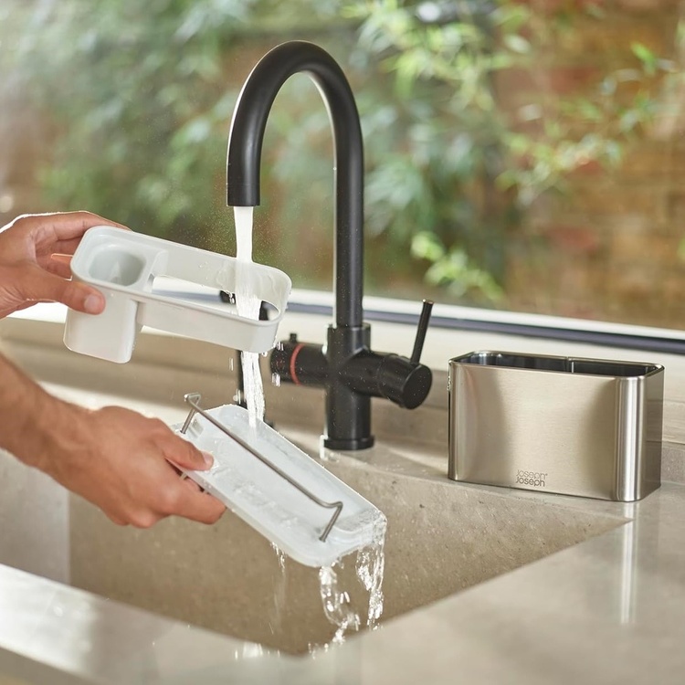 Sink tidy, SURFACES STAINLESS STEEL SINK CADDY, Joseph Joseph, Silver / Light Grey
