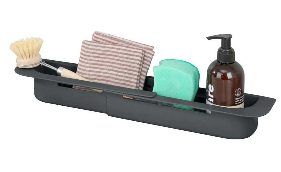 Sink Caddy , Over Sink, FINO, 35,5 ~ 49,4 x 8,5 x H 5,5 cm, Dark Grey