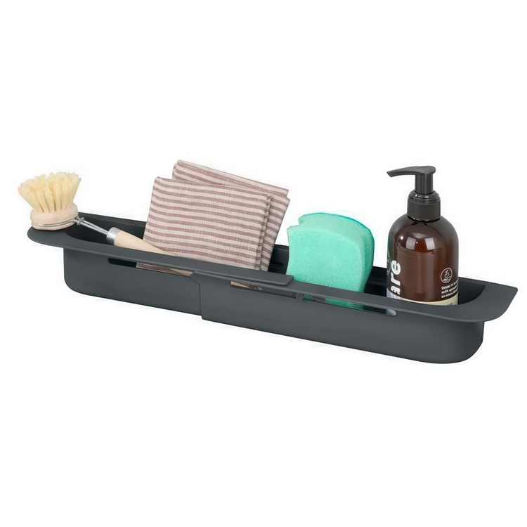 Sink Caddy , Over Sink, FINO, 35,5 ~ 49,4 x 8,5 x H 5,5 cm, Dark Grey