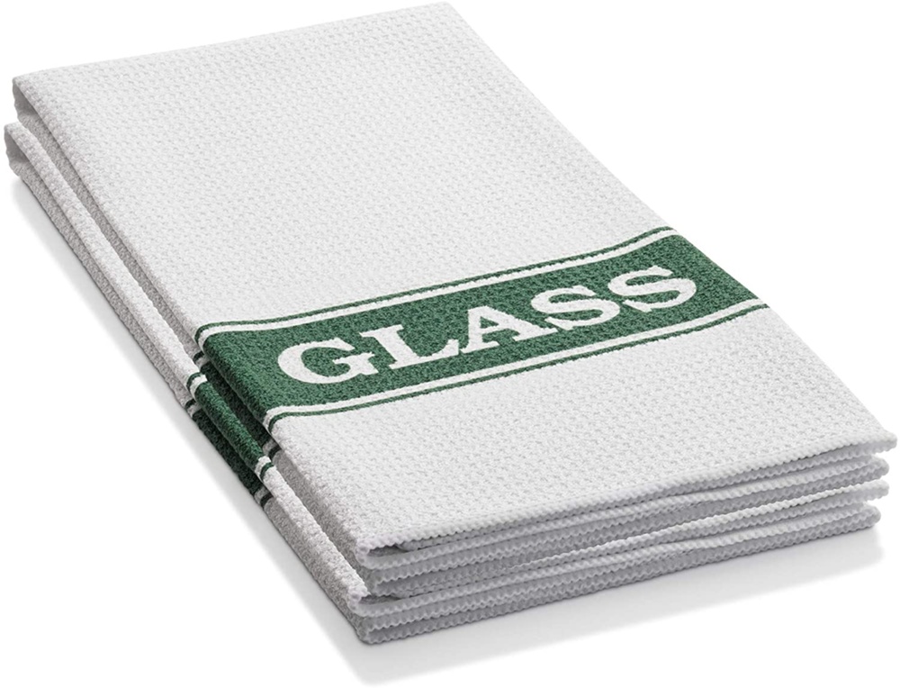 Teatowel for glass, GLASS TOWEL, 40 cm x 60 cm, White / Green