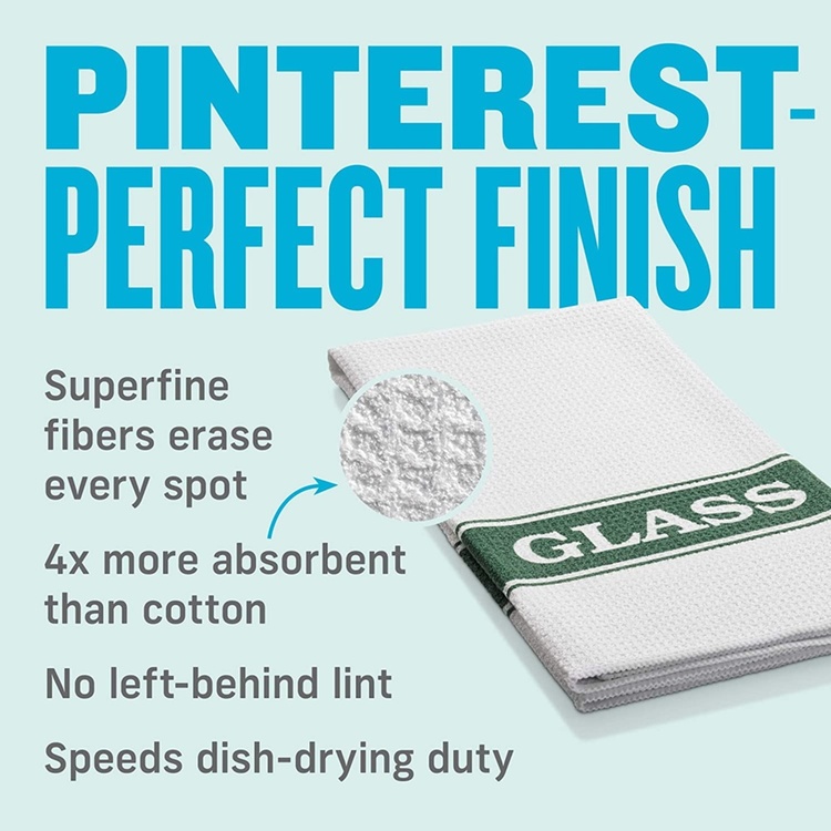 Teatowel for glass, GLASS TOWEL, 40 cm x 60 cm, White / Green