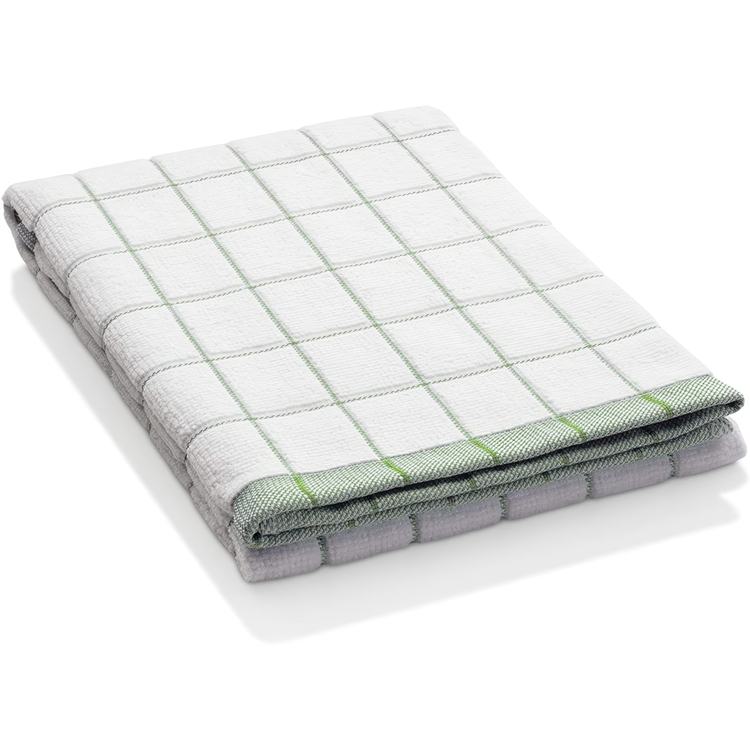 Teatowel, Highly absorbent, CLASSIC GREEN CHECK , 40 x 60 cm, White / Green