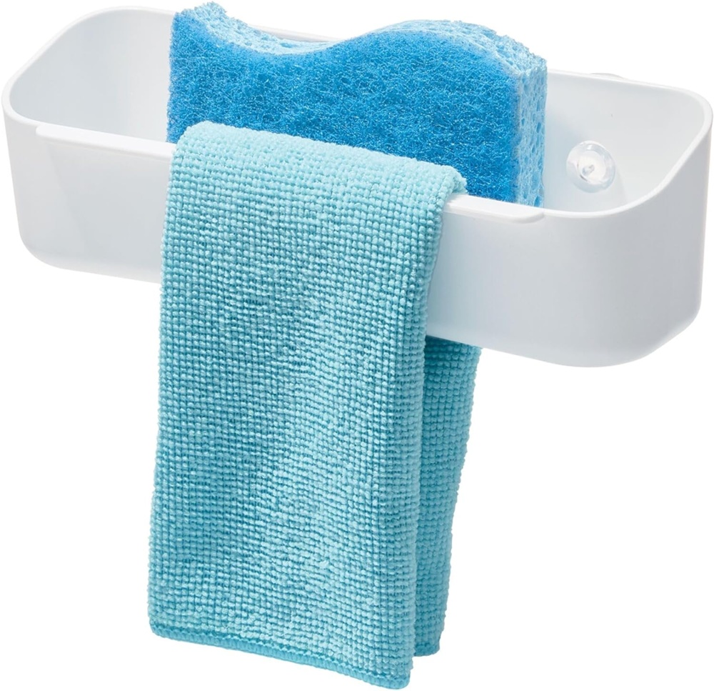 Sink tidy with Wash Cloth Holder, ID RPET SUCTION CADDY, 21,6 x 8,6 x H 6,7 cm, White