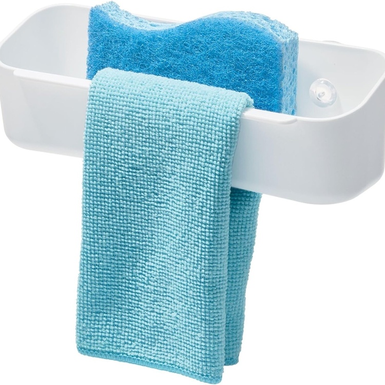Sink tidy with Wash Cloth Holder, ID RPET SUCTION CADDY, 21,6 x 8,6 x H 6,7 cm, White