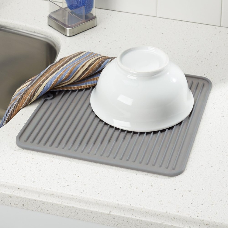 Draining Mat / Trivet, Small, SILICONE , 30,5 x 30,5 cm, Grey