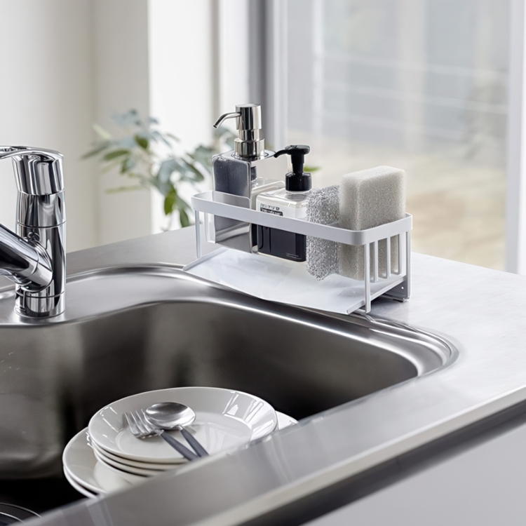 Bottle & sponge holder, TOWER SINK ORGANIZER, Yamazaki, White