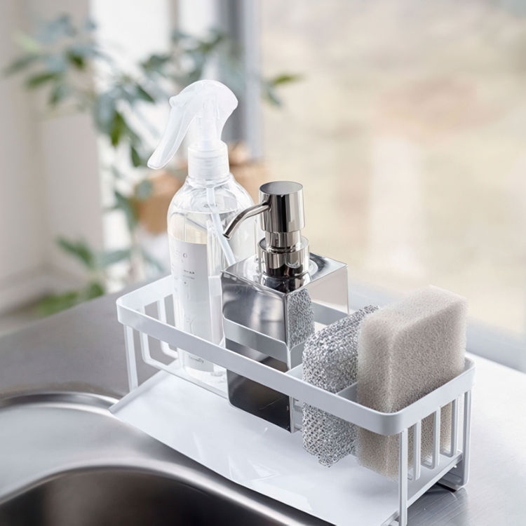 Bottle & sponge holder, TOWER SINK ORGANIZER, Yamazaki, White