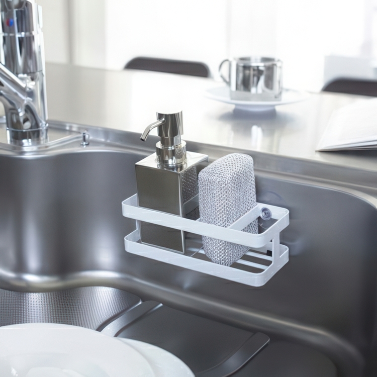 Dishwashing liquid & sponge holder, TOWER, 18 × 8 × H 6 cm, Yamazaki, White