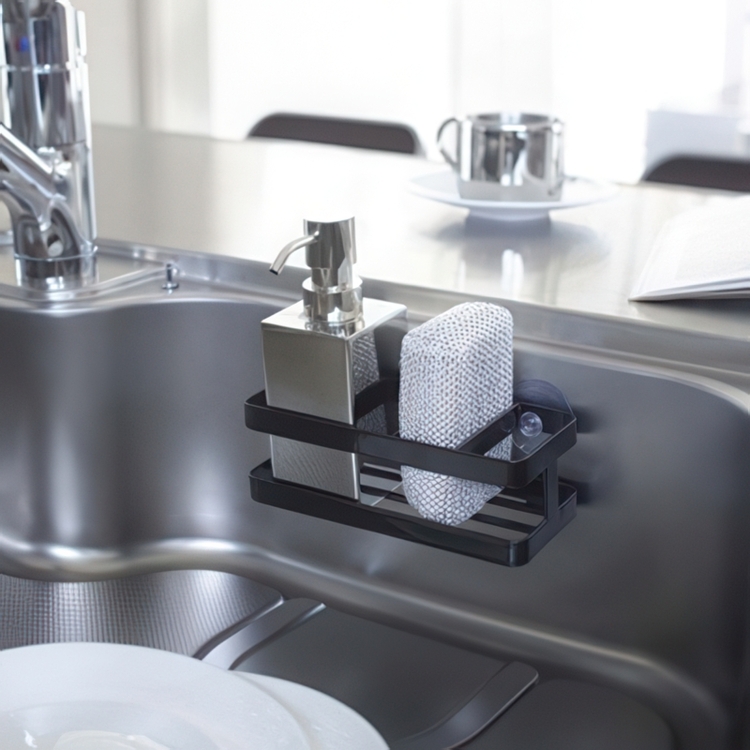 Dishwashing liquid & sponge holder, TOWER, Yamazaki, Black