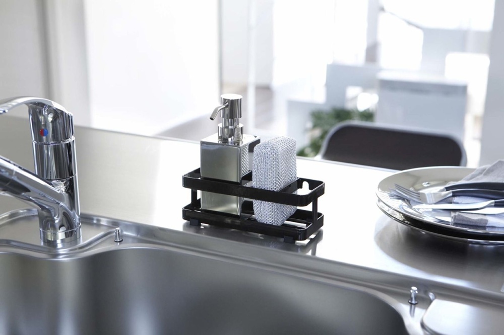 Dishwashing liquid & sponge holder, TOWER, Yamazaki, Black