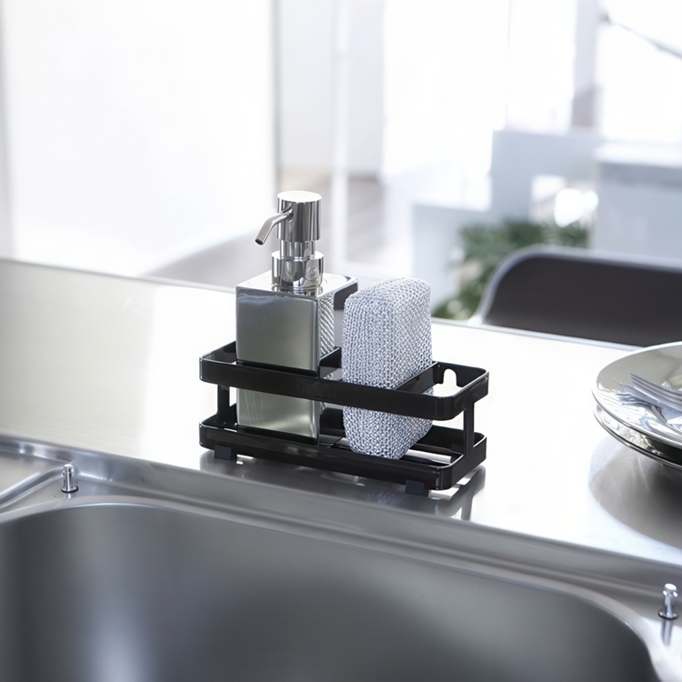 Dishwashing liquid & sponge holder, TOWER, Yamazaki, Black