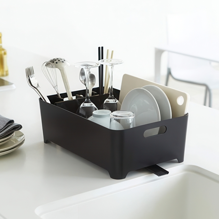 Dish Rack, TOWER COMPACT, 38 x 24 x H 13 cm, Yamazaki, Black
