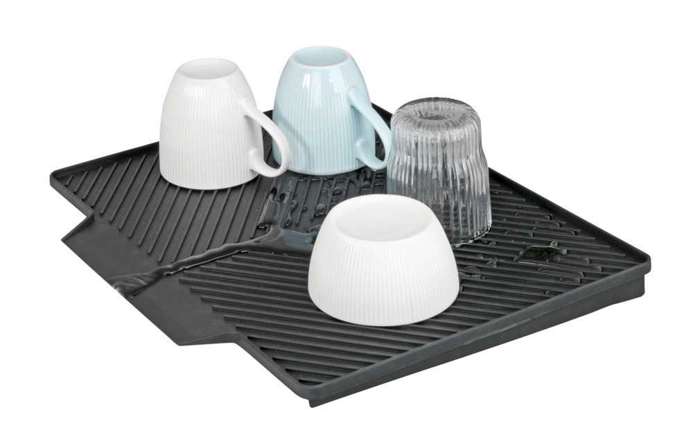 Dish Rack with Drip Mat, NELIA, 34 x 40 x H 25 cm, Black