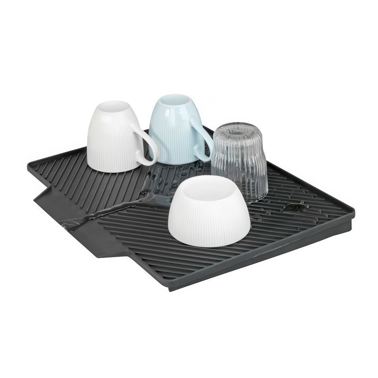 Dish Rack with Drip Mat, NELIA, 34 x 40 x H 25 cm, Black
