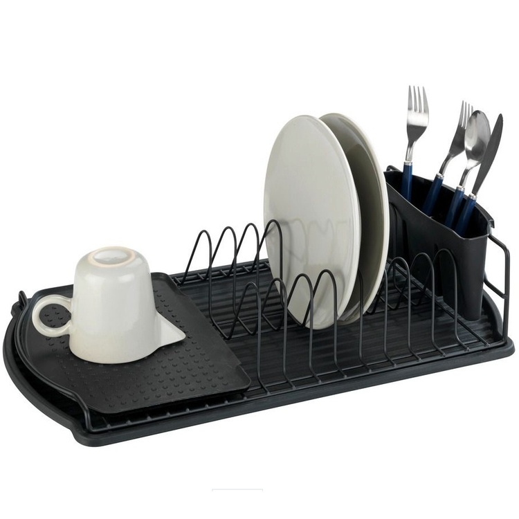 Dish Rack with cutlery basket, Extra Narrow, BASIC, 47,5 x 26,5 x H11 cm, Black