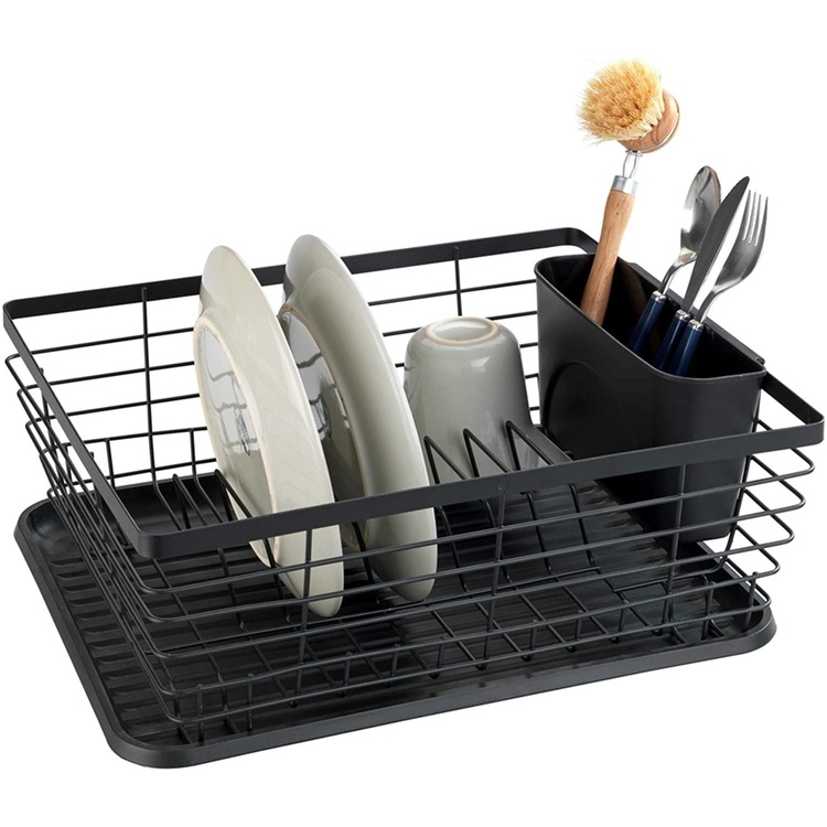 Dish Rack with cutlery basket, Metal, DRIP RACK, 36 x 30 x H 15 cm