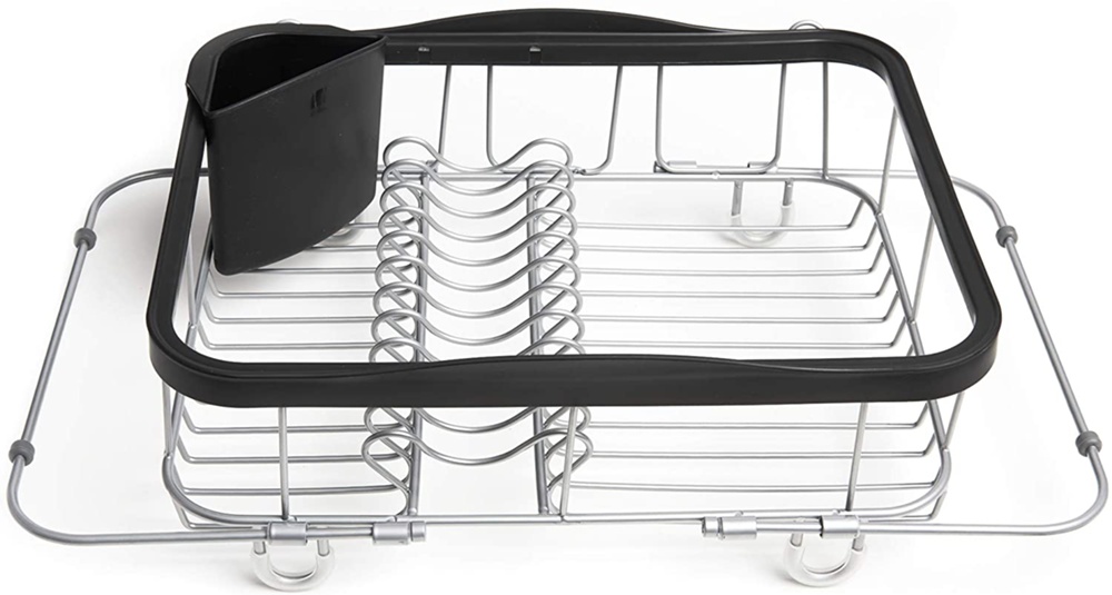 Dish Rack with extendable rails, SINKIN, MULTI-USE, 36,5 x 29 x H14 cm, Umbra, Black / silver